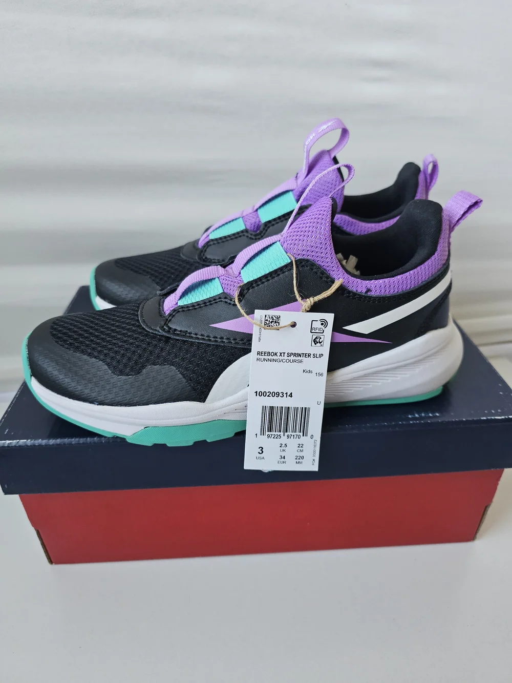 Reebok XT Sprinter Slip Kids' Running Shoes - Size 3 Y (NEW)